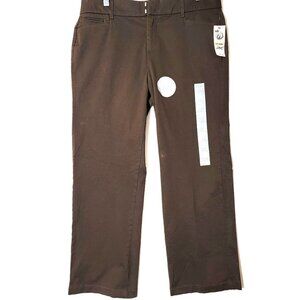 Just My Size Dress Pants Womens Sz 12PS No Gap Waistband Career Wear Brown NWT